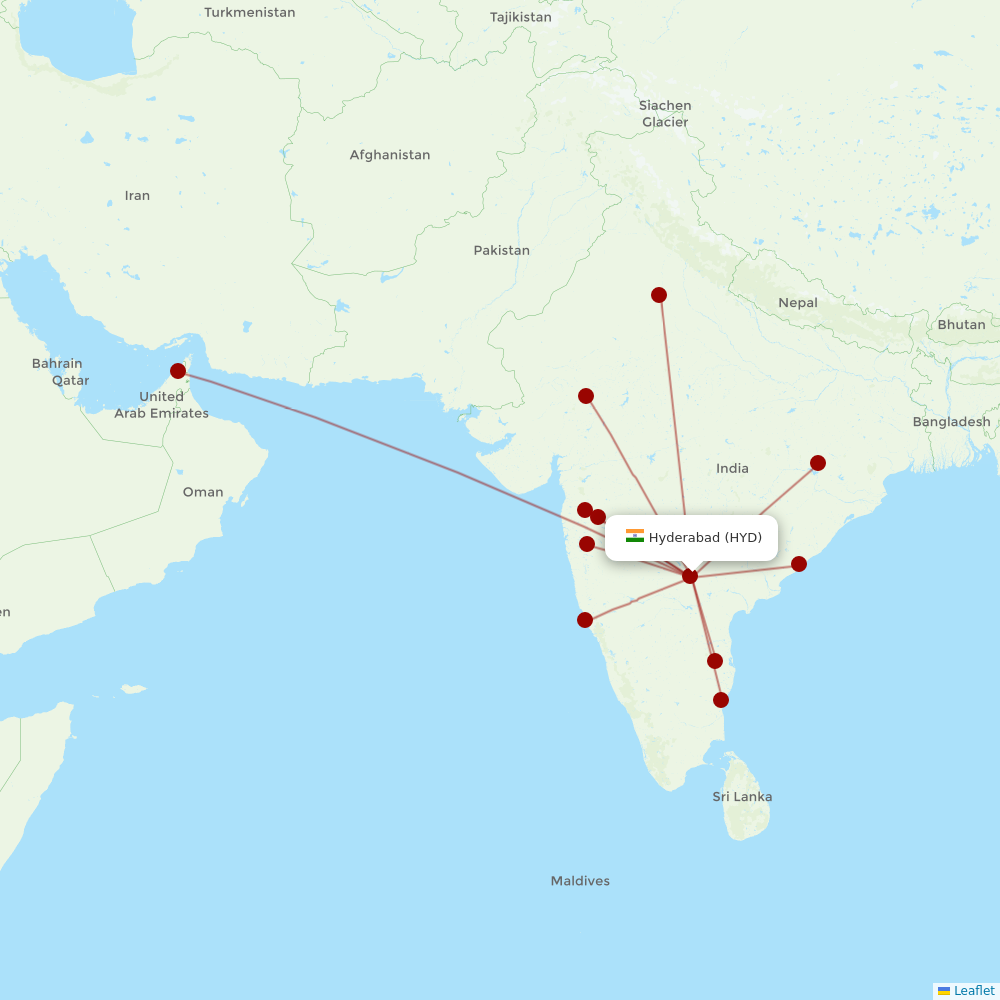 SpiceJet at HYD route map