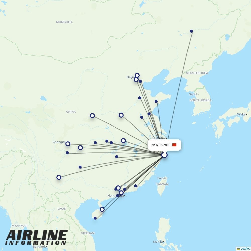 China Southern routes from HYN