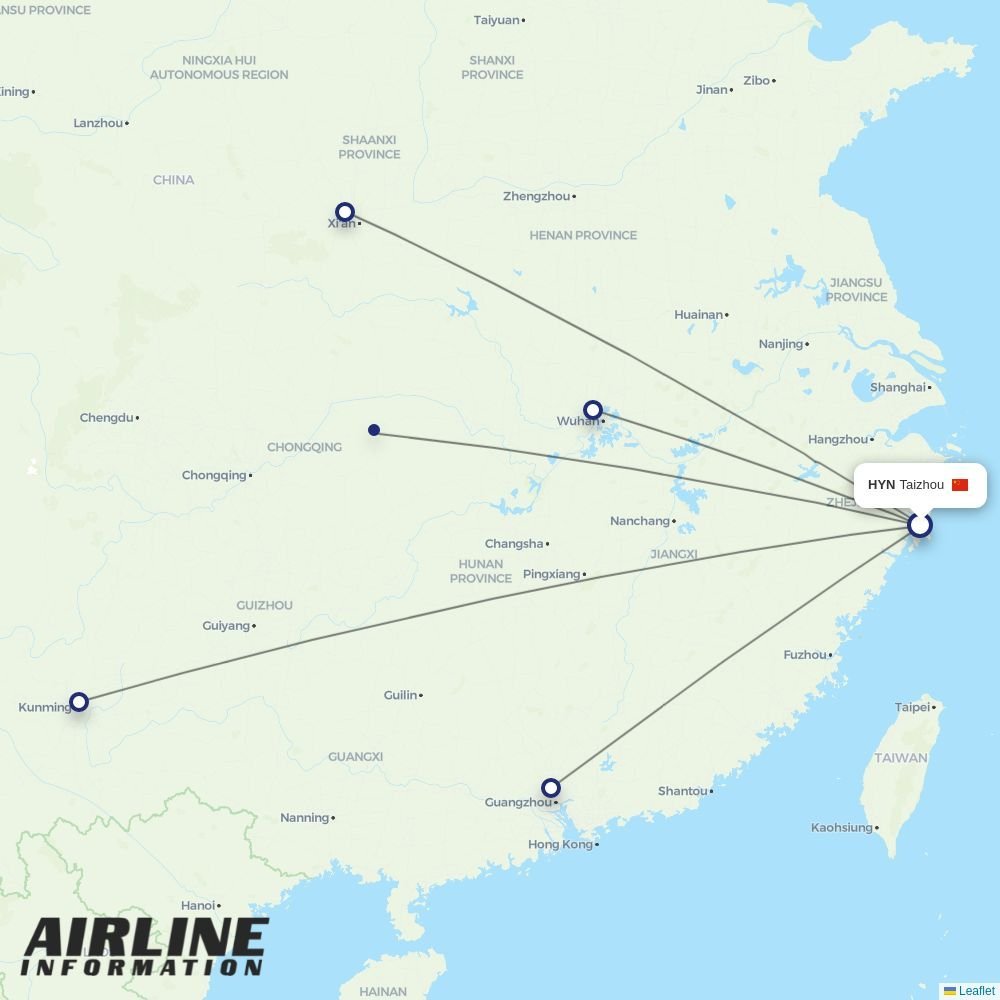 China Eastern routes from HYN