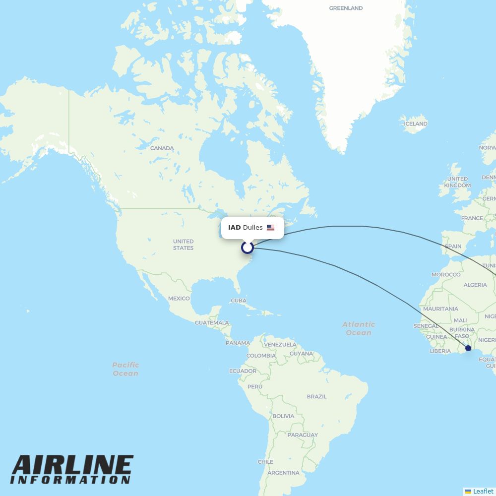Ethiopian routes from IAD