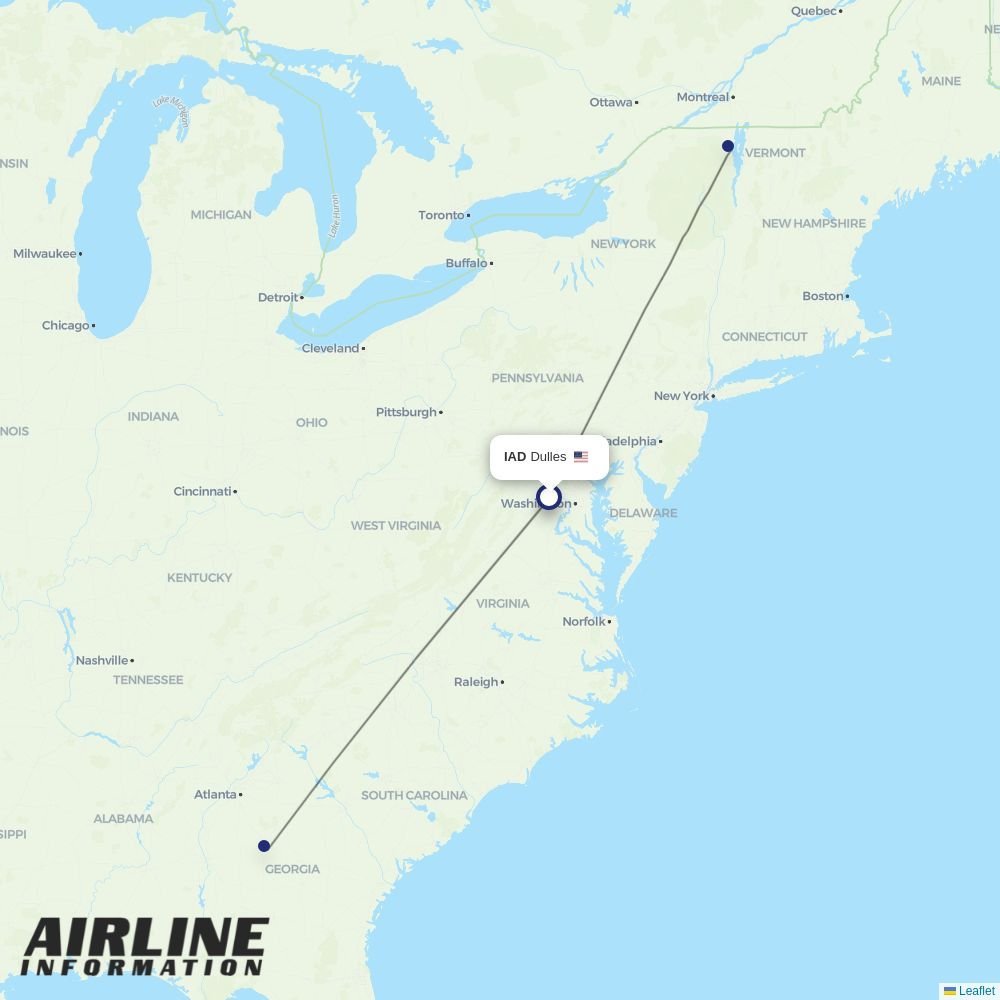 Contour Aviation routes from IAD