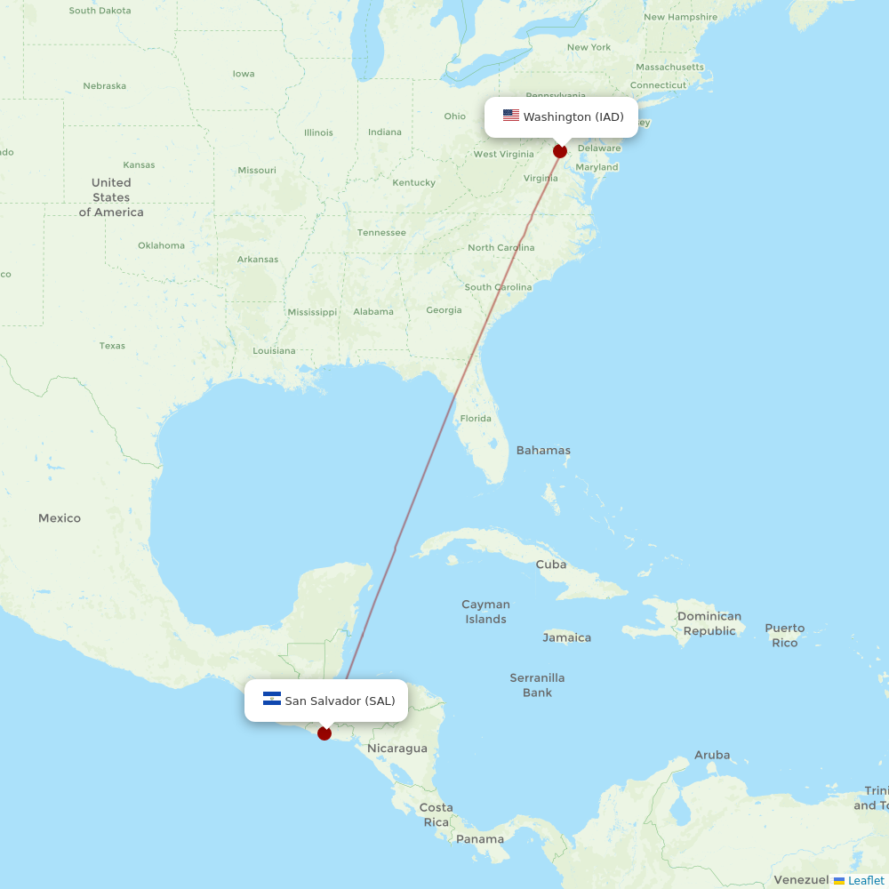 Aerolineas MAS at IAD route map