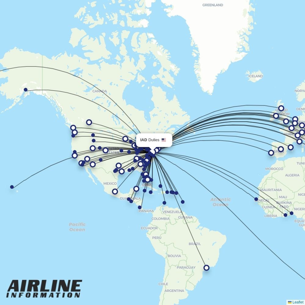United routes from IAD