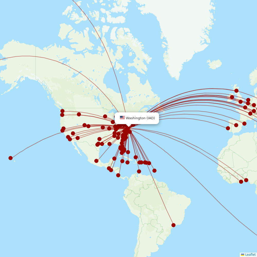 United at IAD route map