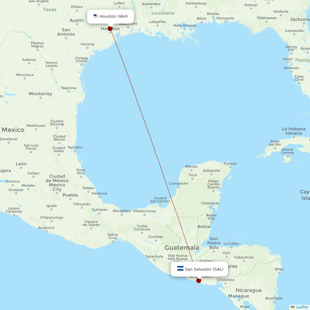 Aerolineas MAS at IAH route map