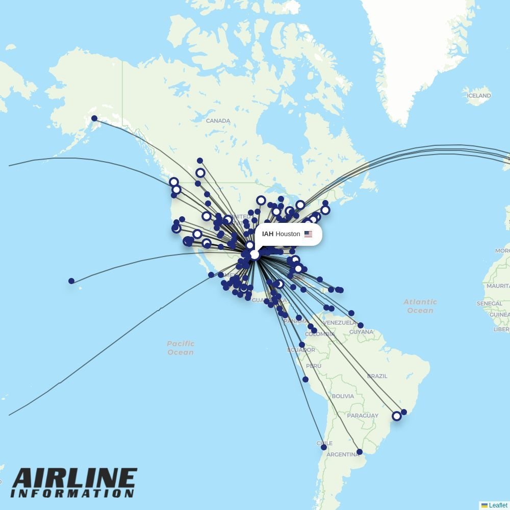 United routes from IAH