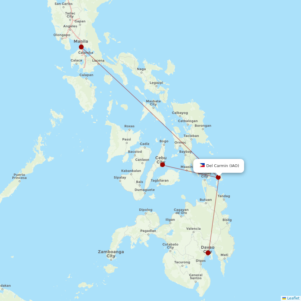 Philippine Airlines at IAO route map