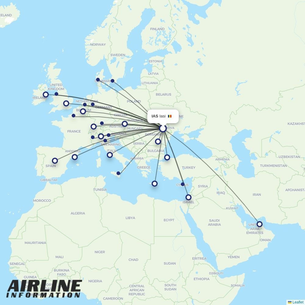 TAROM routes from IAS