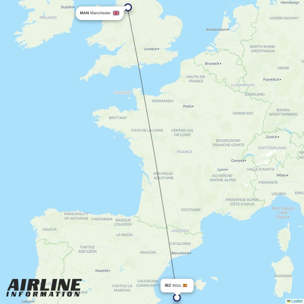 Ryanair UK routes from IBZ