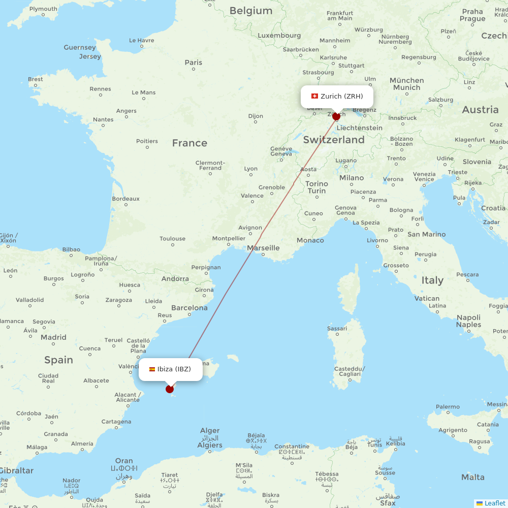 Edelweiss Air at IBZ route map