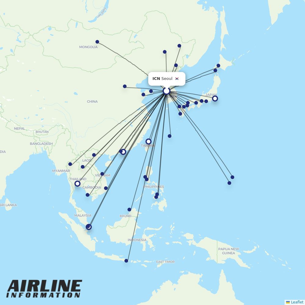 Jeju Air routes from ICN