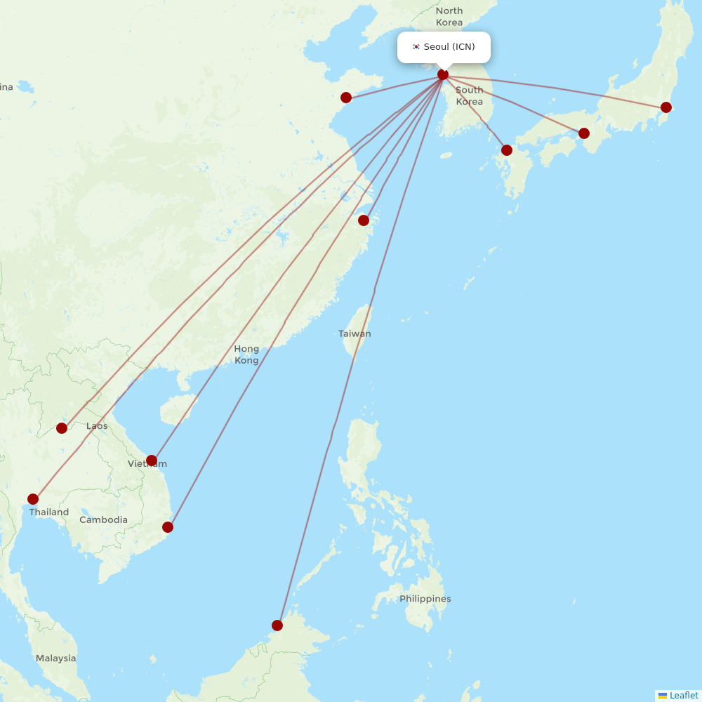 Air Busan at ICN route map