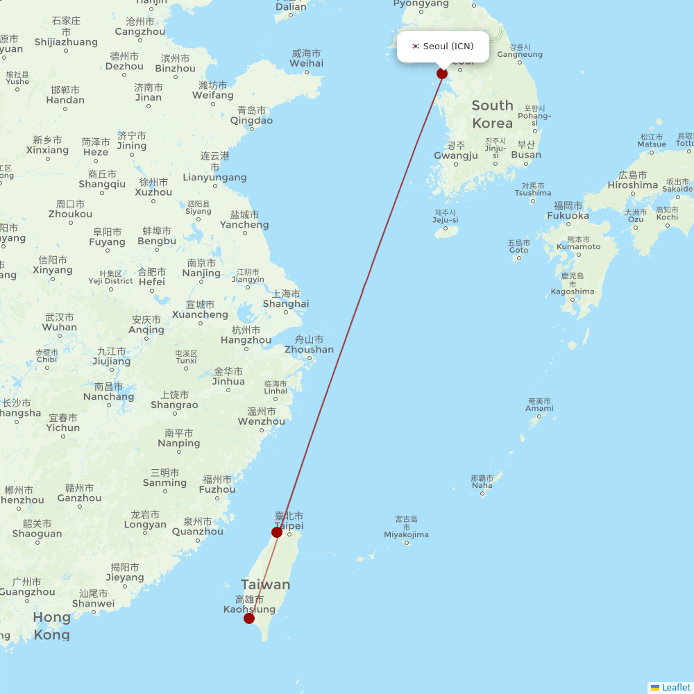 China Airlines at ICN route map