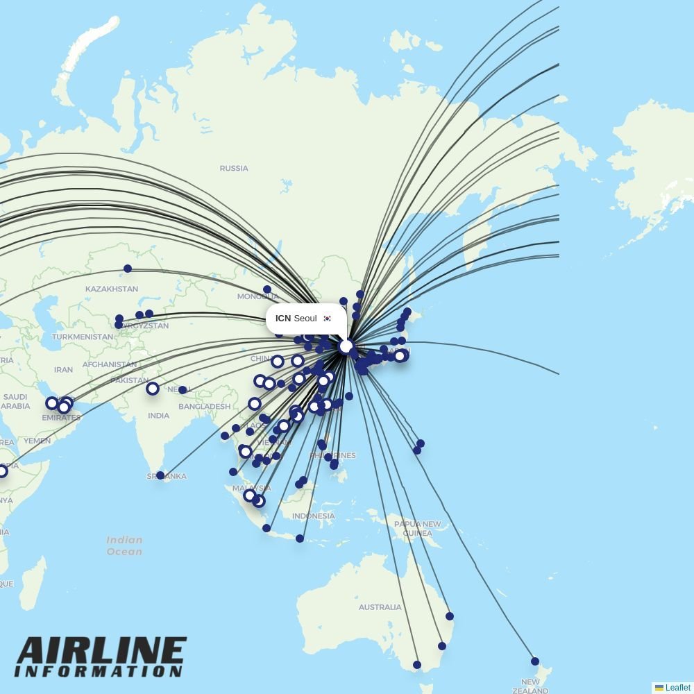 Air Astana routes from ICN