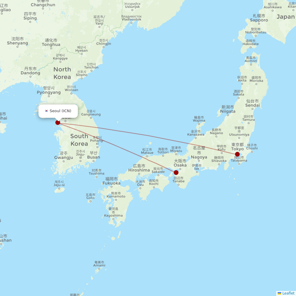 Peach Aviation at ICN route map