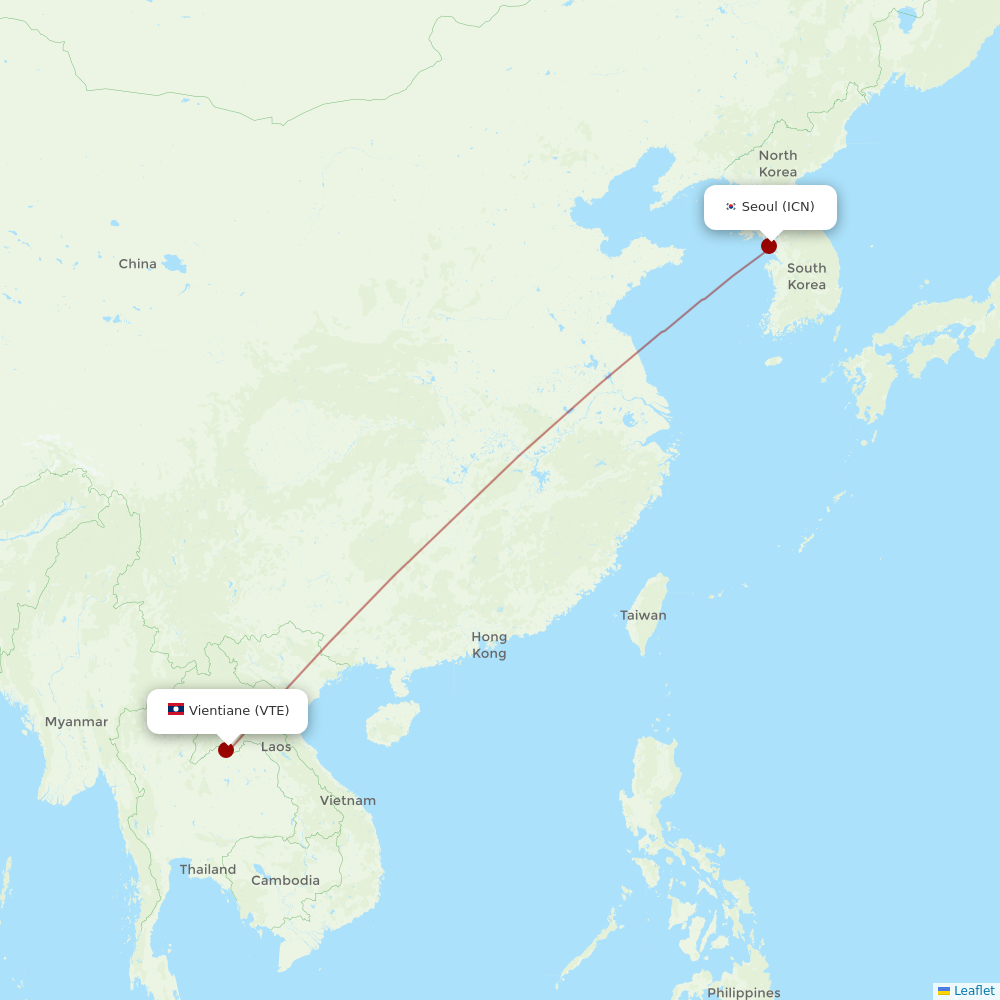 Lao Airlines at ICN route map