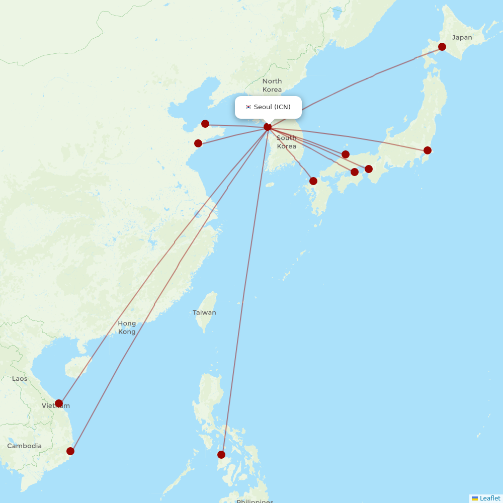 Air Seoul at ICN route map