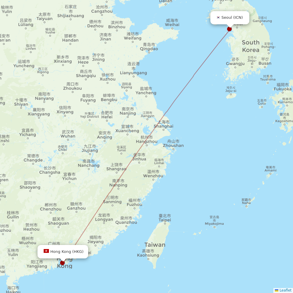 HK Express at ICN route map