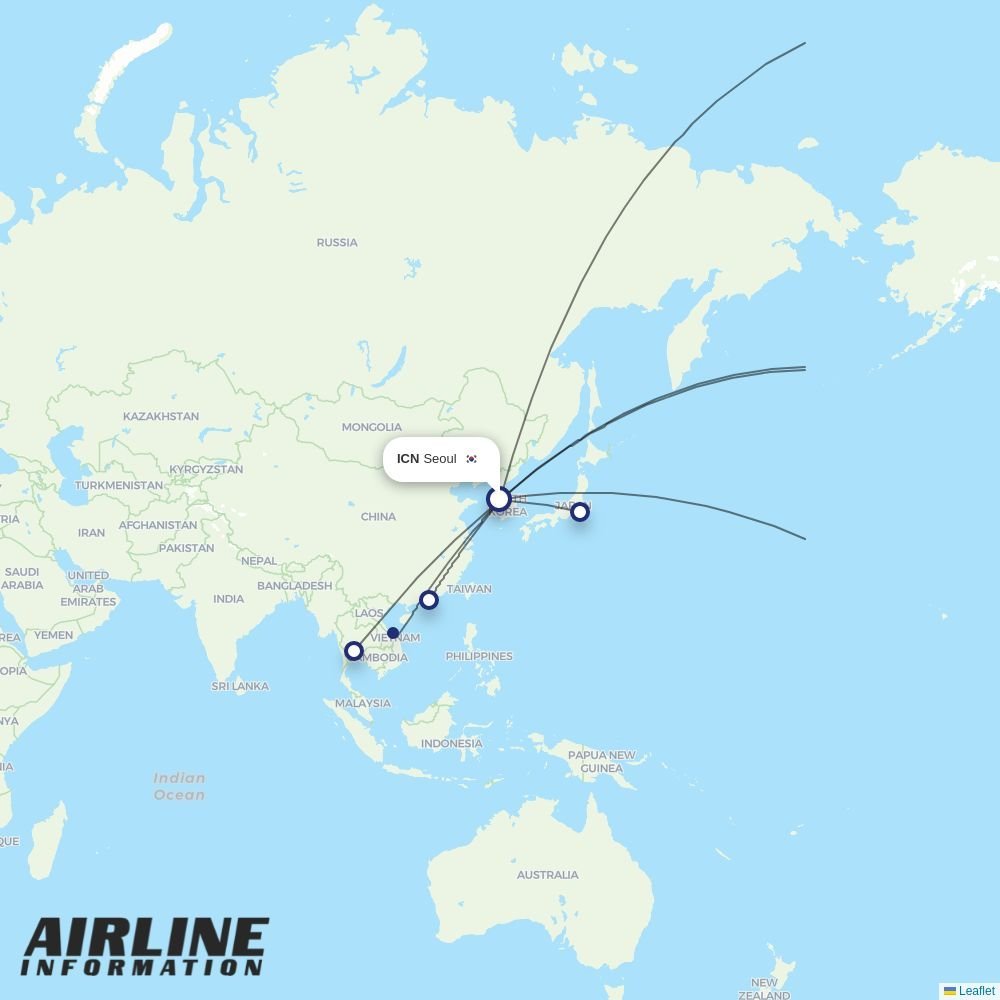 Air Premia routes from ICN