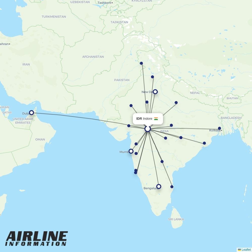 Air India Express routes from IDR