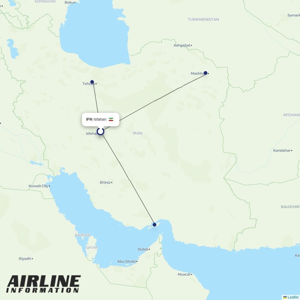 Qeshm Air routes from IFN