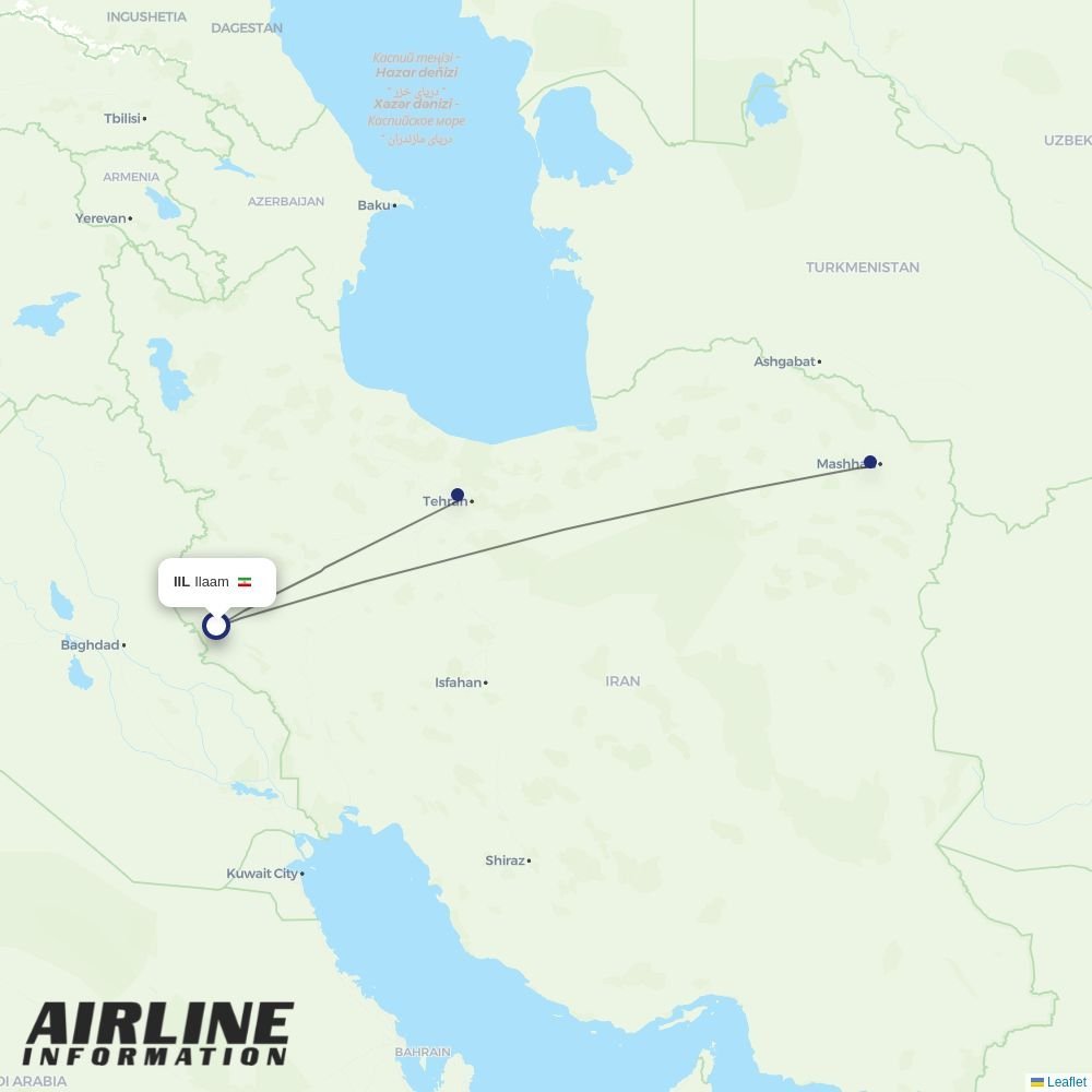 Iran Aseman Airlines routes from IIL