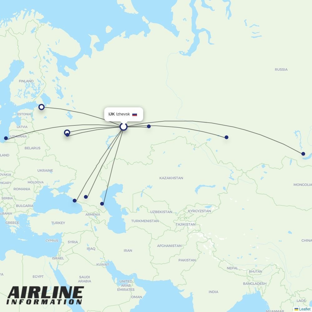 Izhavia routes from IJK