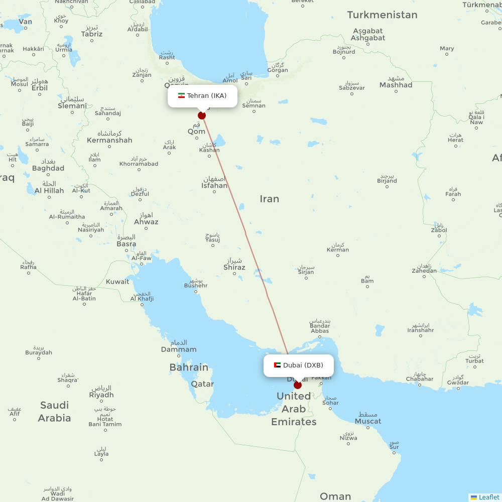 flydubai at IKA route map