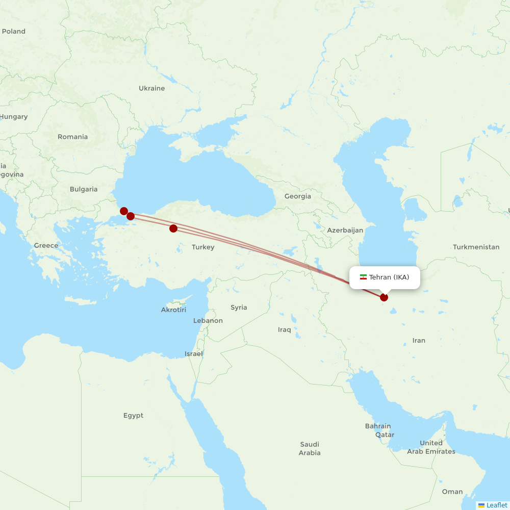 Turkish Airlines at IKA route map