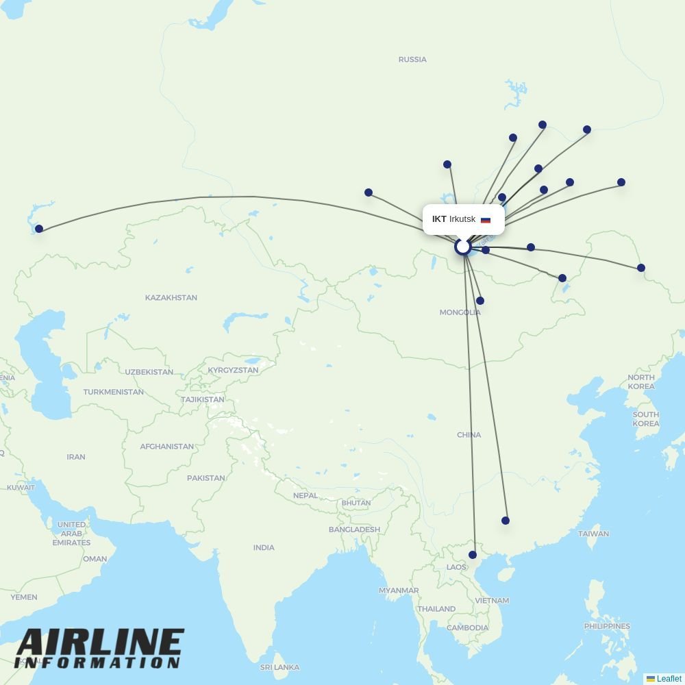 IrAero routes from IKT