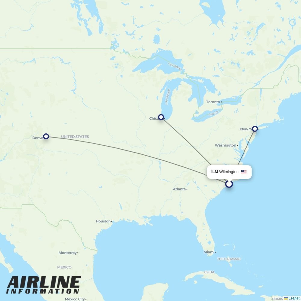 United routes from ILM