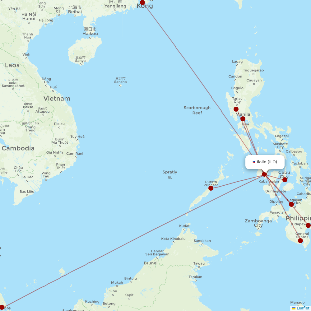 Cebu Pacific Air at ILO route map