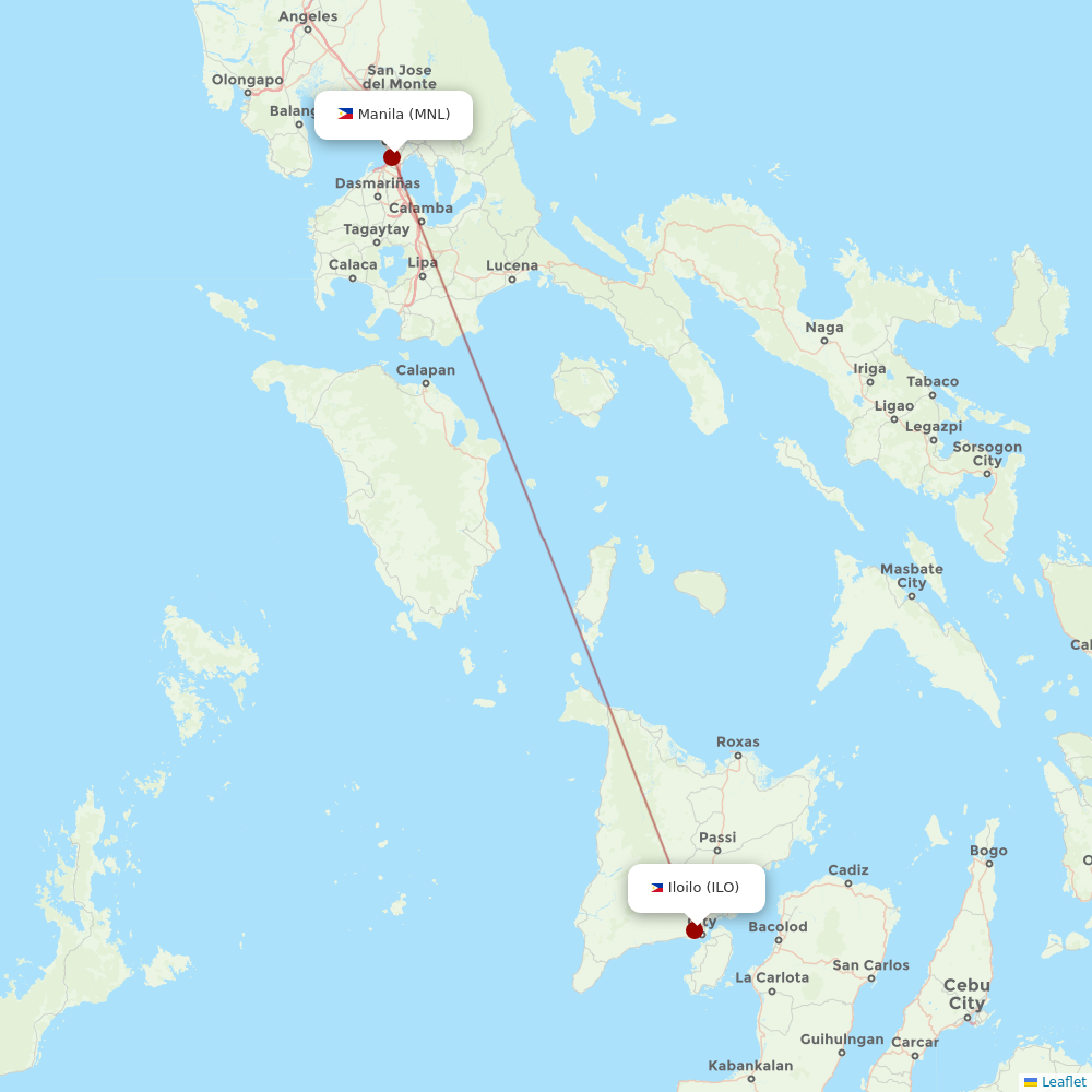 Philippines AirAsia at ILO route map