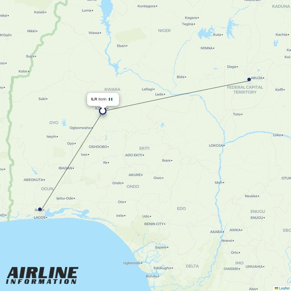 Overland Airways routes from ILR