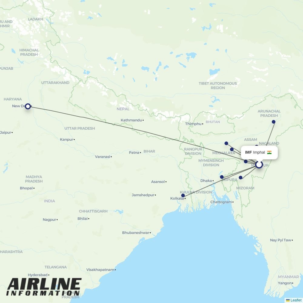 Alliance Air routes from IMF