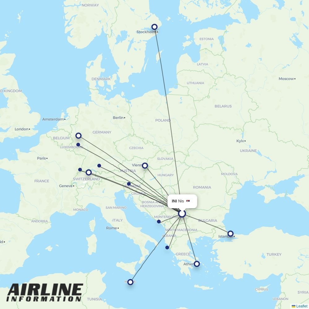 Wizz Air routes from INI