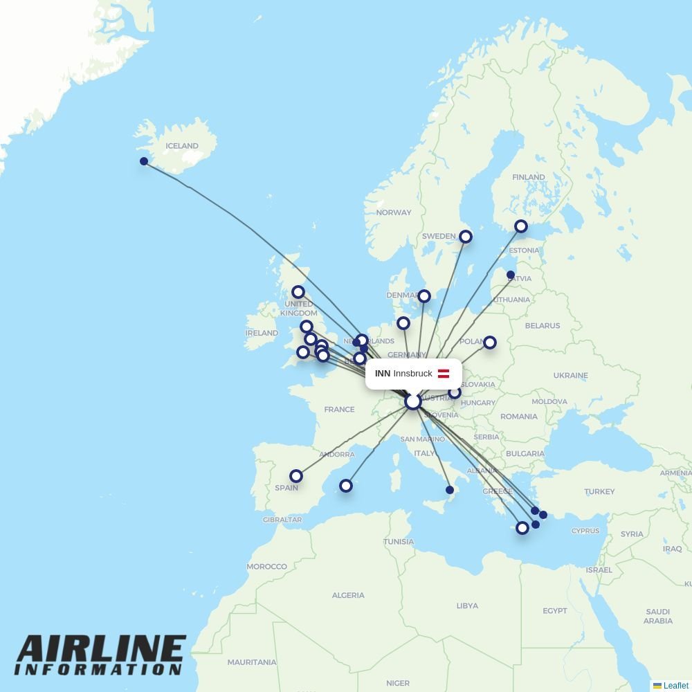 easyJet routes from INN