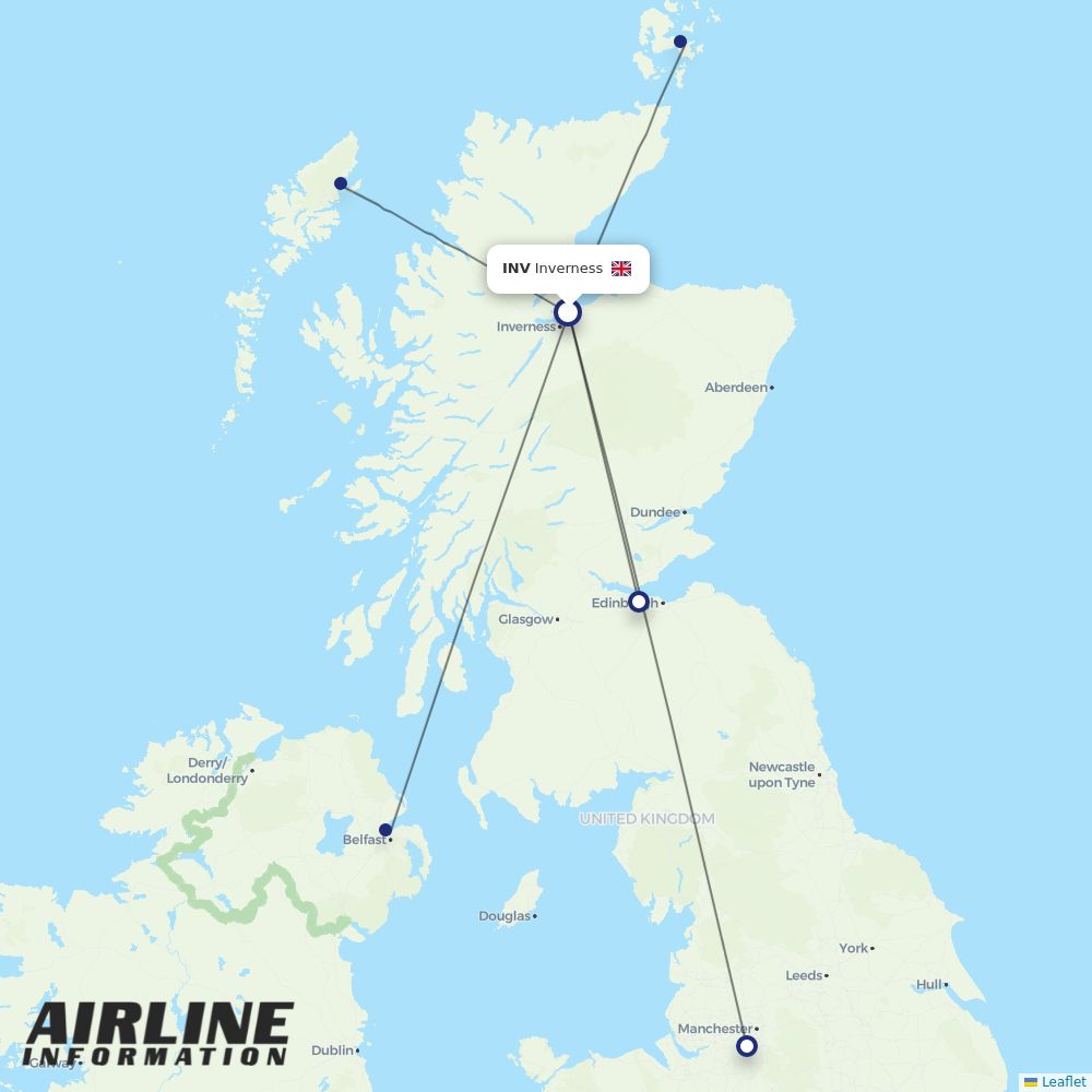 Loganair routes from INV