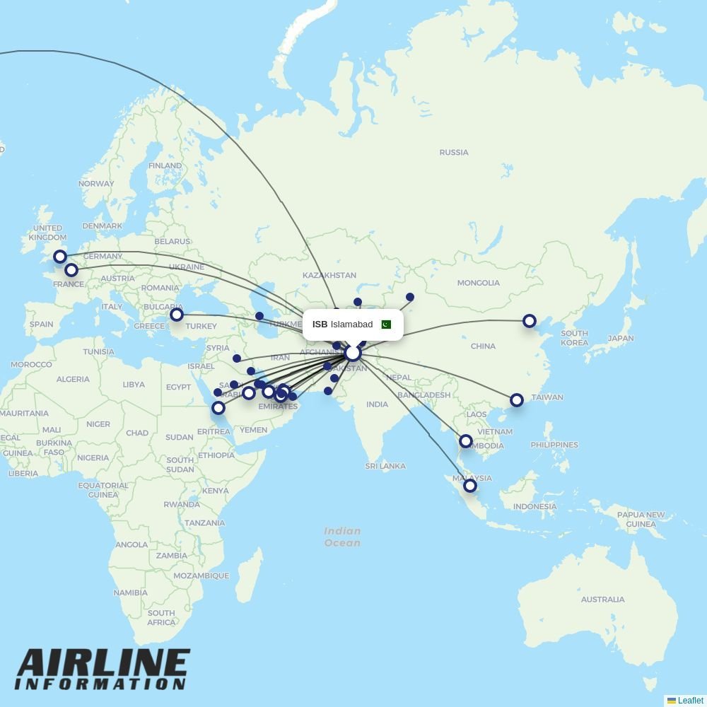 Airblue routes from ISB