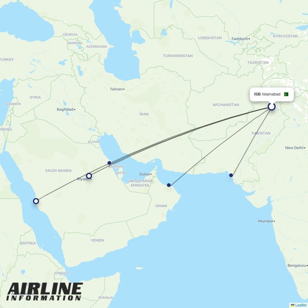 AirSial routes from ISB