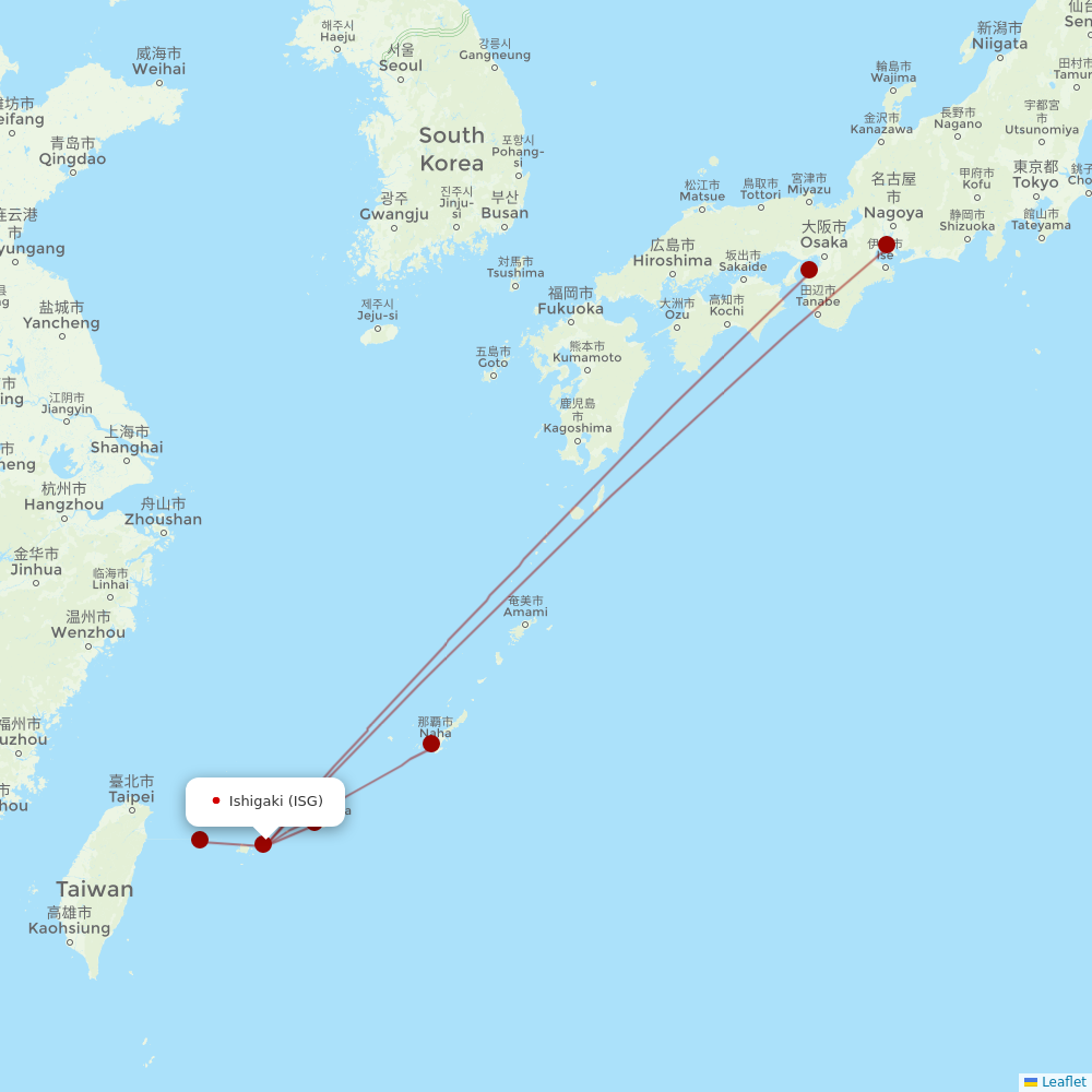 Japan Transocean Air at ISG route map