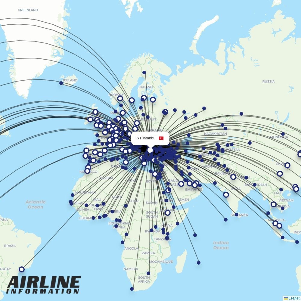 IndiGo routes from IST