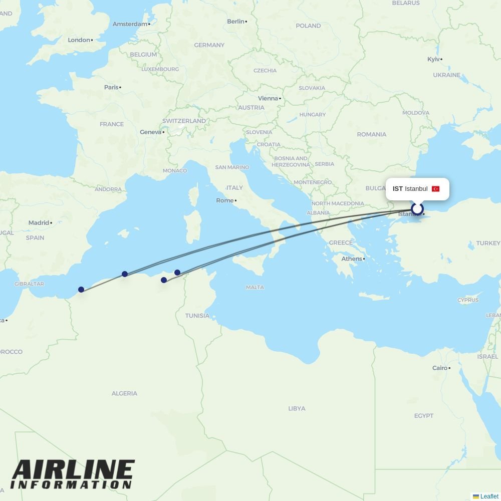 Air Algerie routes from IST