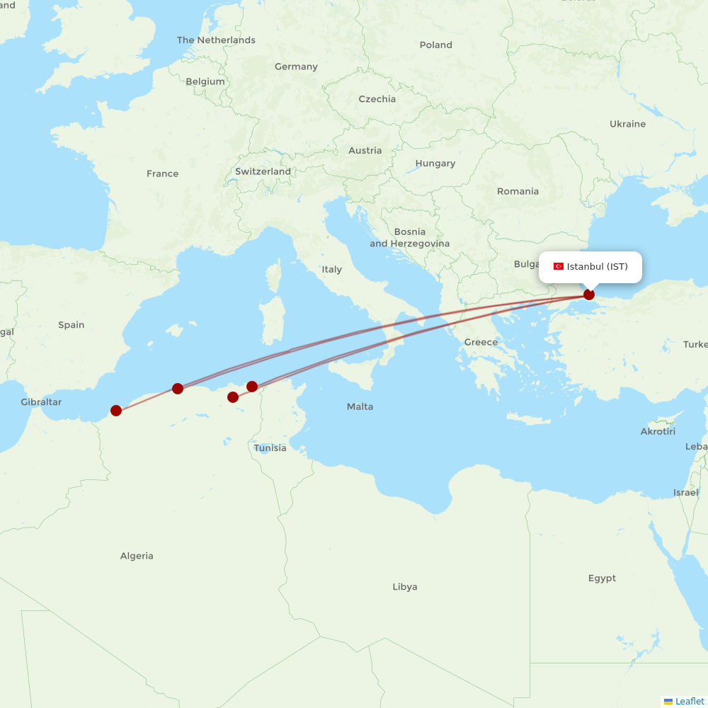 Air Algerie at IST route map