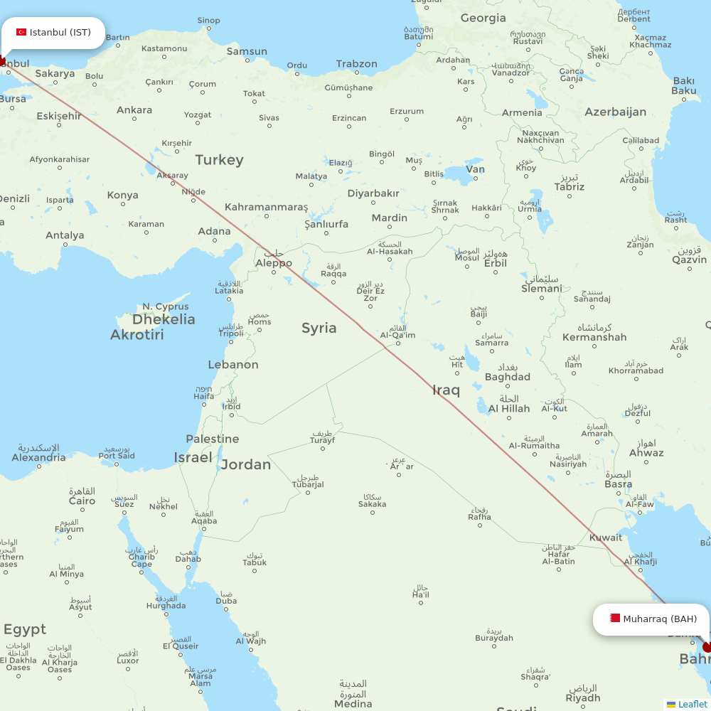 Gulf Air at IST route map