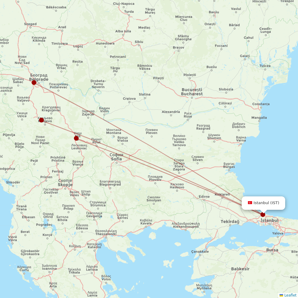 Air Serbia at IST route map