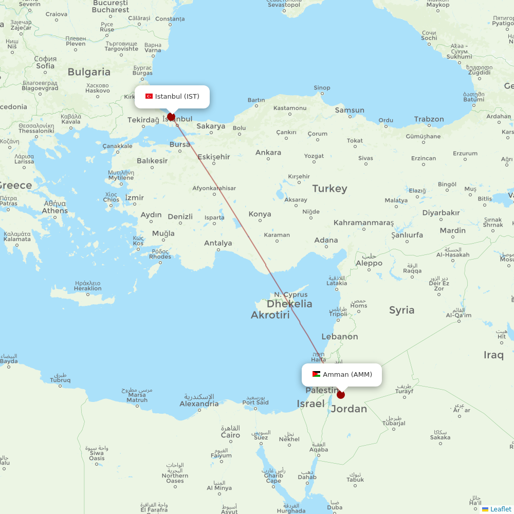 Royal Jordanian at IST route map