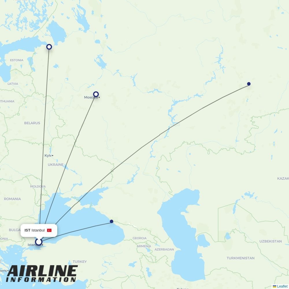 Aeroflot routes from IST