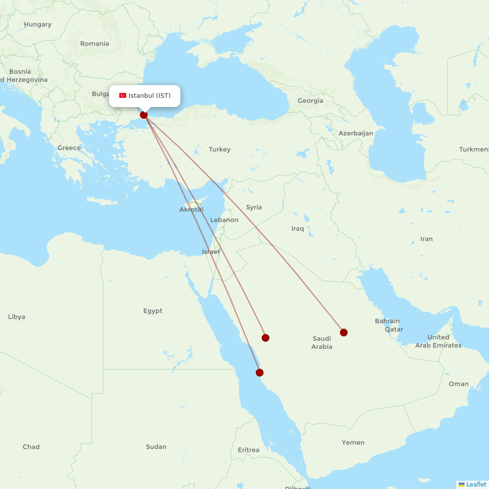 Saudia at IST route map