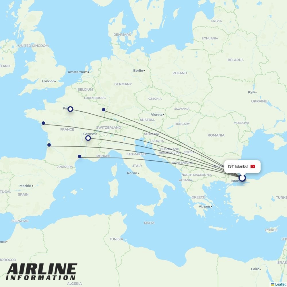 Transavia France routes from IST